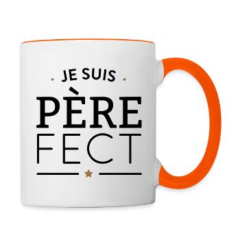 Je suis père-fect - parfait - Mug contrasté - blanc/orange - Droite
