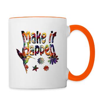 Make it Happen Hummingbird - Mug contrasté - blanc/orange - Droite