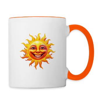 Sourire de soleil - Mug contrasté - blanc/orange - Droite