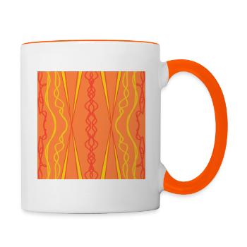Motif géométrique orange et jaune - Mug contrasté - blanc/orange - Droite