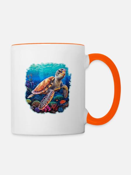 Ozeanischer Chor - Tasse zweifarbig - Weiß/Orange