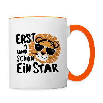 Geburtstag Geschenkidee 1 Jahr alt - Tasse zweifarbig - Weiß/Orange - Rechts