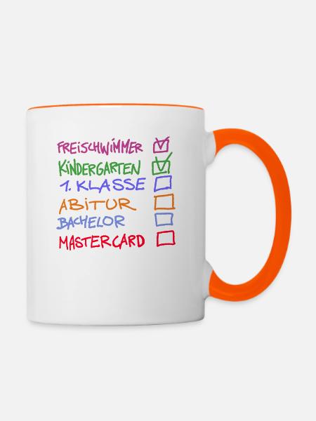 Erste Klasse - Tasse zweifarbig - Weiß/Orange