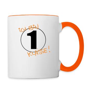 Ich bin erste Klasse! - Tasse zweifarbig - Weiß/Orange - Rechts