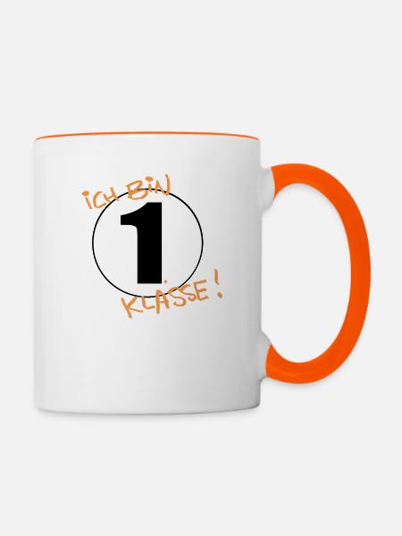 Ich bin erste Klasse! - Tasse zweifarbig - Weiß/Orange