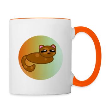 Katze im Kreis - Tasse zweifarbig - Weiß/Orange - Rechts