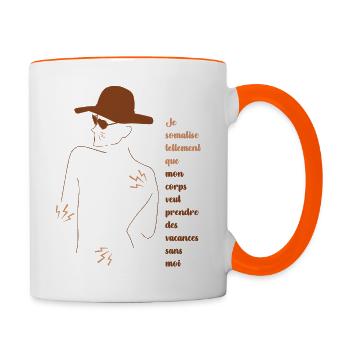 Mon corps me parle - Mug contrasté - blanc/orange - Droite