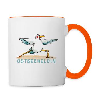 Yogamöwen / Ostsee-Heldin - Tasse zweifarbig - Weiß/Orange - Rechts
