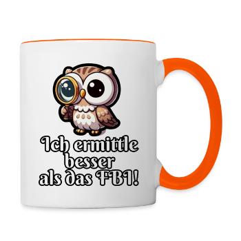 I'm investigating better than the FBI Owl - Contrasting Mug - white/orange - Right