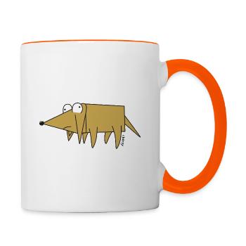 Drunk Little Cute Cartoon Dog Marty pour Doglovers - Mug contrasté - blanc/orange - Droite