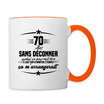 70 ans anniversaire 70 anniversaire cadeau 70 ans - Mug contrasté - blanc/orange - Droite