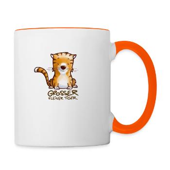 Kleiner Tiger ganz schön GROSS - Tasse zweifarbig - Weiß/Orange - Rechts