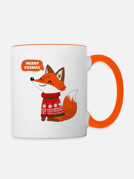 Fuchs und winter - Tasse zweifarbig - Weiß/Orange