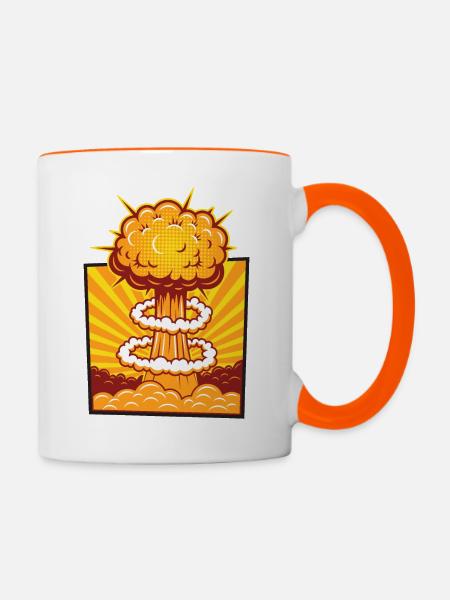 Cartoon Explosion - Tasse zweifarbig - Weiß/Orange
