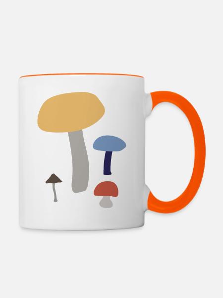 Pilze - Tasse zweifarbig - Weiß/Orange