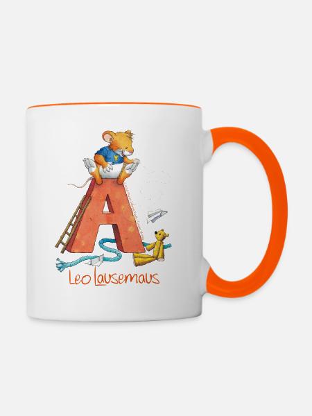 Leo Lausemaus Kindergarten Alphabet - Tasse zweifarbig - Weiß/Orange