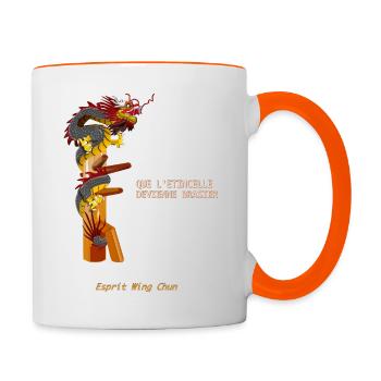 wing chun dragon - Contrasting Mug - white/orange - Right