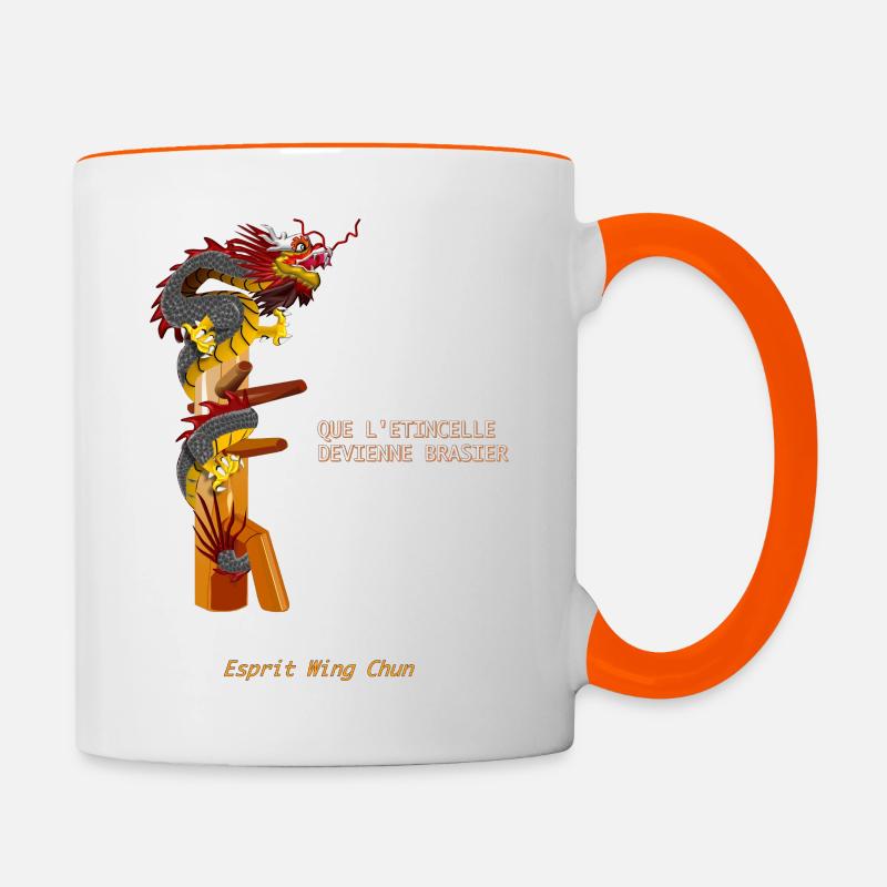 wing chun dragon - Mug contrasté - blanc/orange
