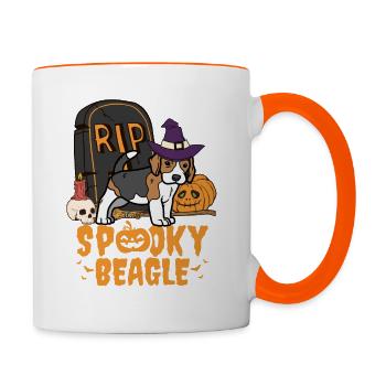 Cute Beagle Halloween Dog - Contrasting Mug - white/orange - Right