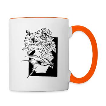 Hirondelles Bouquet 2 - Mug contrasté - blanc/orange - Droite