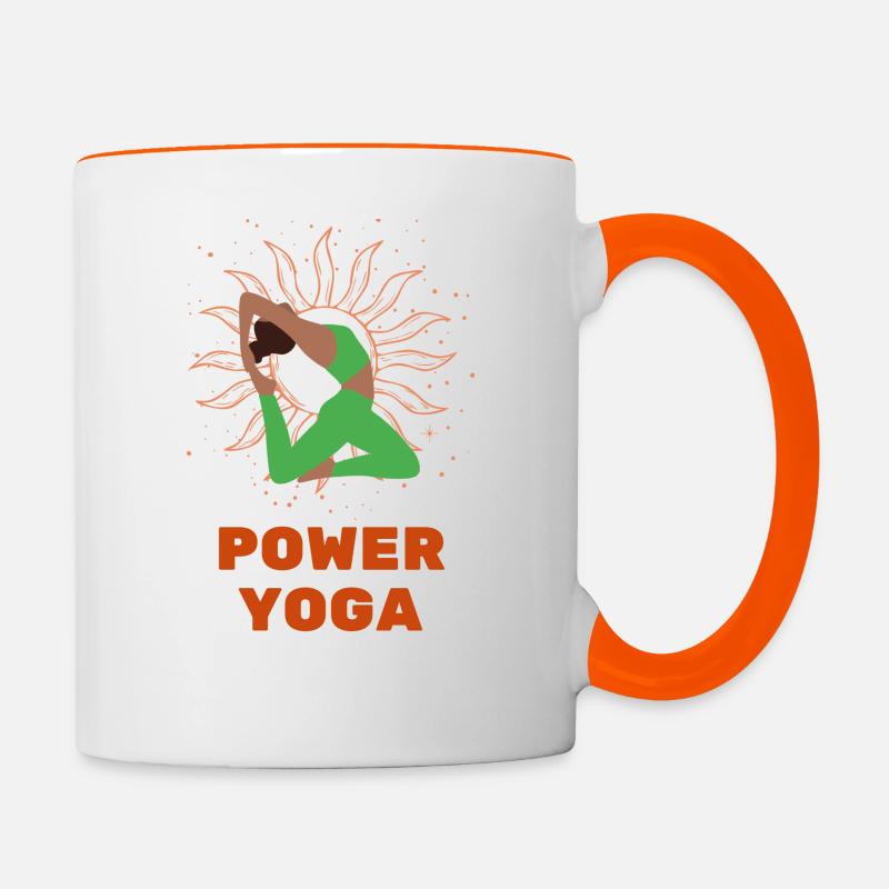 Yoga de puissance - Mug contrasté - blanc/orange