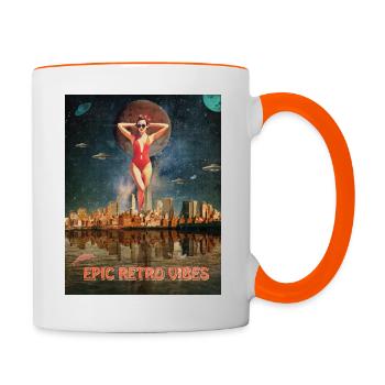 Affiche Epic Retro Vibes - Mug contrasté - blanc/orange - Droite