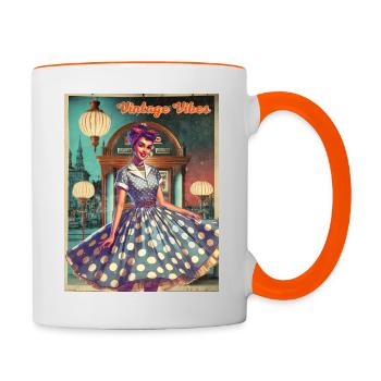 Vintage Vibes Jukebox - Contrasting Mug - white/orange - Right