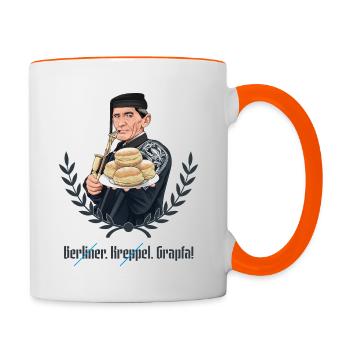 Rieser Grantler // Illustration - Tasse zweifarbig - Weiß/Orange - Rechts
