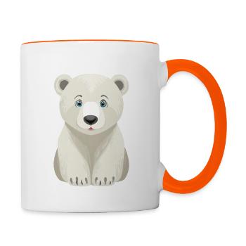 Ours polaire mignon - Mug contrasté - blanc/orange - Droite
