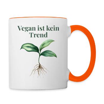 Le véganisme n’est pas une tendance – chemise tendance pour plante - Mug contrasté - blanc/orange - Droite