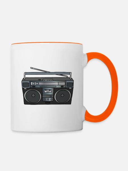 Ghettoblaster - Tasse zweifarbig - Weiß/Orange
