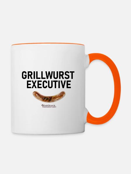 Grillspruch Grillwurst Executive - Tasse zweifarbig - Weiß/Orange