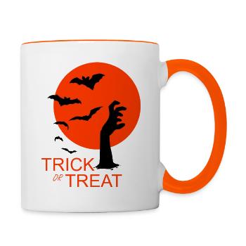 HALLOWEEN HORROR HAND - Tasse zweifarbig - Weiß/Orange - Rechts