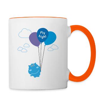 Nilpferd - Fly High - Tasse zweifarbig - Weiß/Orange - Rechts