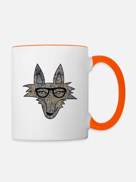 Hipster Wolf - Tasse zweifarbig - Weiß/Orange