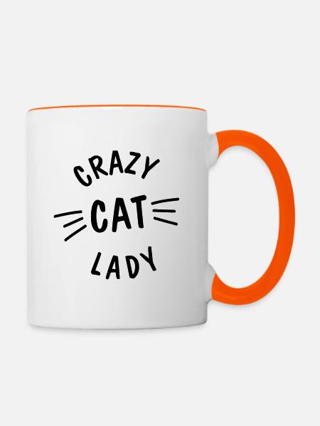 Crazy Cat Lady meow - Tasse zweifarbig - Weiß/Orange