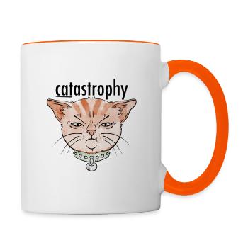 catastrophy / Katze / Katastrophe / Chaos / Tier - Tasse zweifarbig - Weiß/Orange - Rechts