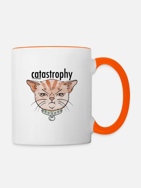 catastrophy / Katze / Katastrophe / Chaos / Tier - Tasse zweifarbig - Weiß/Orange