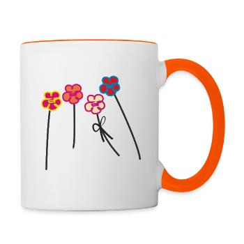 Colette 4 Blumen - Tasse zweifarbig - Weiß/Orange - Rechts