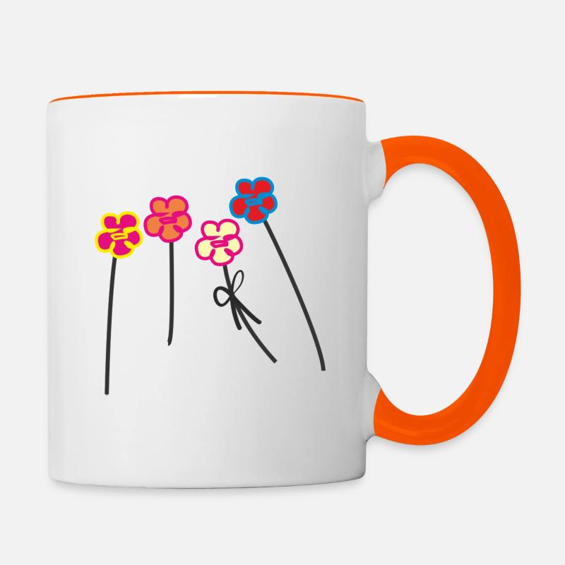Colette 4 Blumen - Tasse zweifarbig - Weiß/Orange