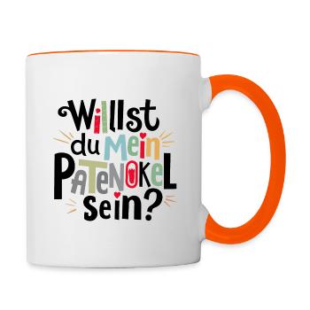 Patenonkel fragen - Tasse zweifarbig - Weiß/Orange - Rechts