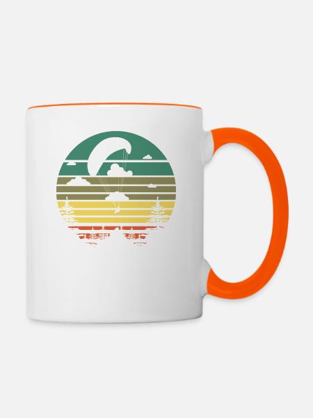 Gleitschirmfliegen - Tasse zweifarbig - Weiß/Orange