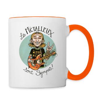 Les métalleux sont sympas ! - Mug contrasté - blanc/orange - Droite