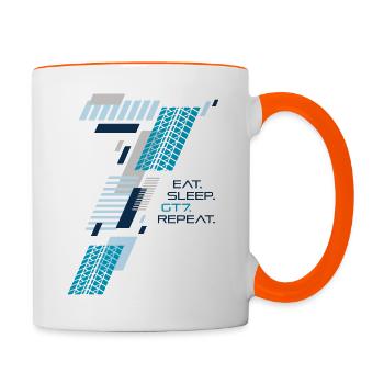 Eat, Sleep ... - Tasse zweifarbig - Weiß/Orange - Rechts