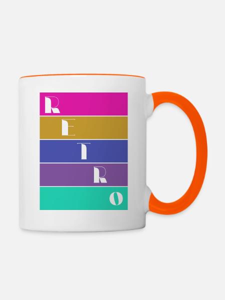 Retro - Tasse zweifarbig - Weiß/Orange