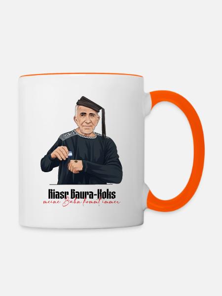 Rieser Grantler // Illustration - Tasse zweifarbig - Weiß/Orange