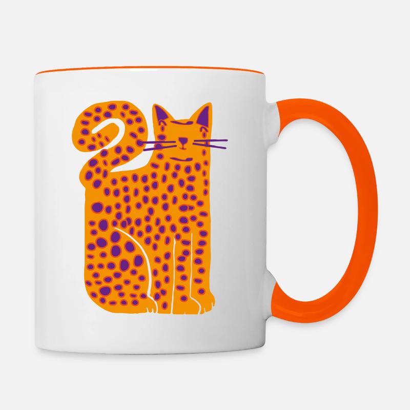Big cat - Contrasting Mug - white/orange
