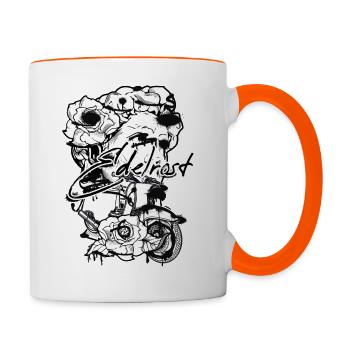 Schwalbe // Illustration - Tasse zweifarbig - Weiß/Orange - Rechts