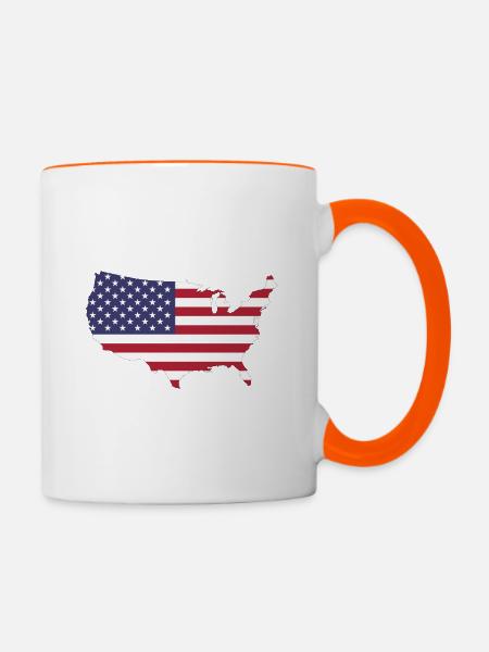 Amerikanische Flagge - Tasse zweifarbig - Weiß/Orange