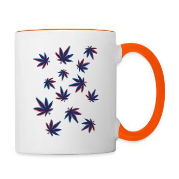 Hanfblätter Cannabisblätter 3D - Tasse zweifarbig - Weiß/Orange - Rechts